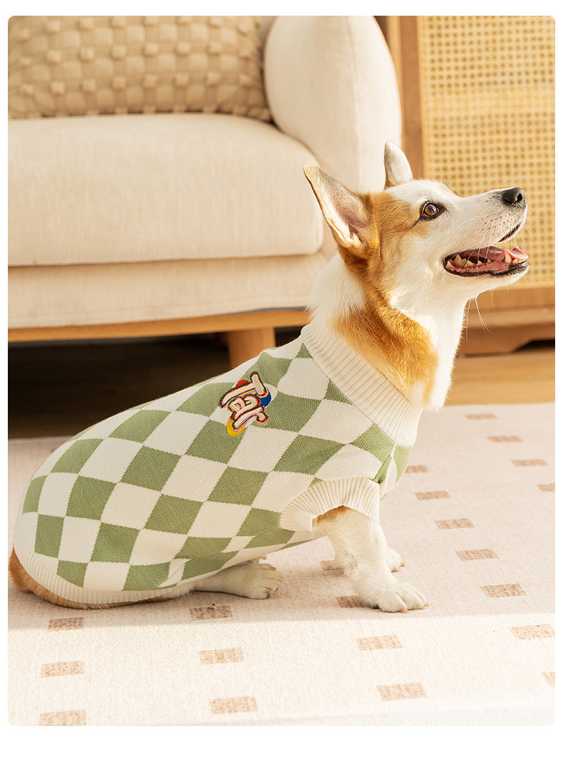 Classic Argyle Dog Sweater - Green & White Knit for Corgis & Medium Breeds (Size : XXl) - view 2