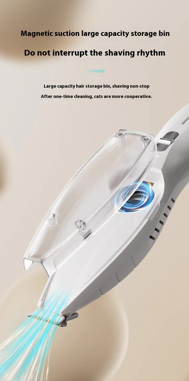 Green Rechargeable Pet Grooming Clipper with Built-in Vacuum - Low Noise Hair Trimmer for Dogs & Cats - view 7