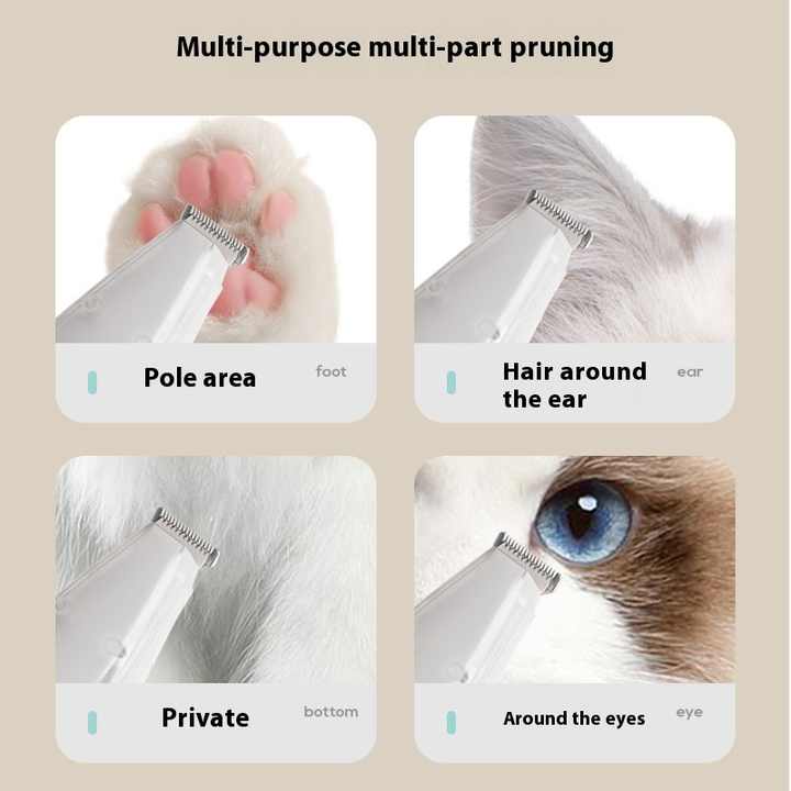 White Rechargeable Pet Grooming Clipper with Built-in Vacuum - Low Noise Hair Trimmer for Dogs & Cats - view 3