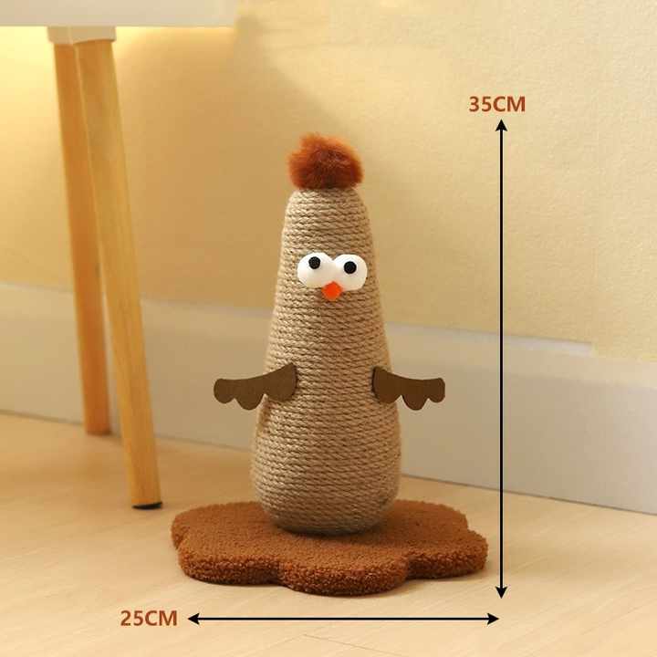 Coffee Adorable Chick Cat Scratching Post - Durable Sisal Rope Scratcher Toy for Cats & Kittens - view 3