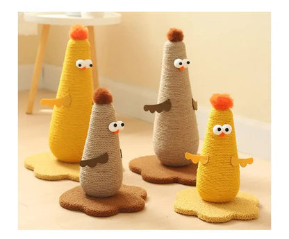 Coffee Adorable Chick Cat Scratching Post - Durable Sisal Rope Scratcher Toy for Cats & Kittens - view 4