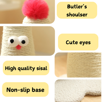 Yellow Adorable Chick Cat Scratching Post - Durable Sisal Rope Scratcher Toy for Cats & Kittens - view 5