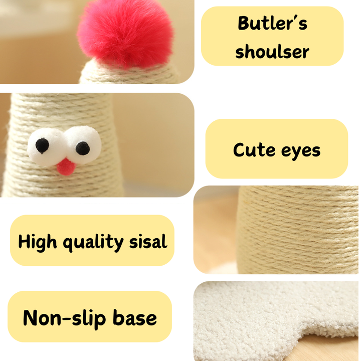 Pink Adorable Chick Cat Scratching Post - Durable Sisal Rope Scratcher Toy for Cats & Kittens - view 5