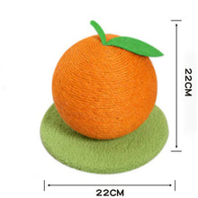 Orange Orange And Green Base Fun Fruit Shaped Sisal Cat Scratcher Ball - Durable Scratching Toy with Stable Base - view 2