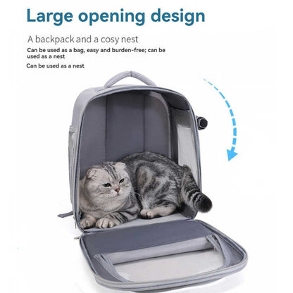Grey Spacious Pet Carrier Backpack with Clear Window - Comfortable Travel Bag for Cats & Small Dogs - view 3