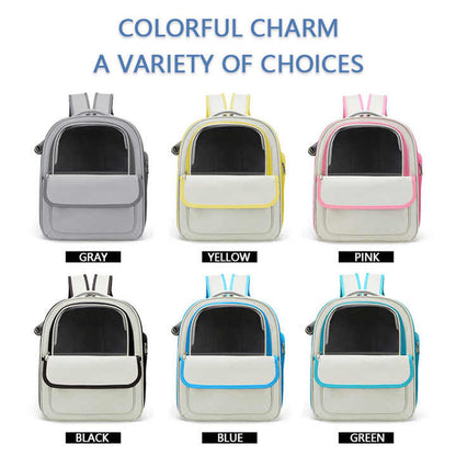 Beige And Black Spacious Pet Carrier Backpack with Clear Window - Comfortable Travel Bag for Cats & Small Dogs - view 2
