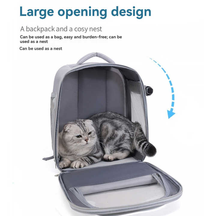 Beige And Black Spacious Pet Carrier Backpack with Clear Window - Comfortable Travel Bag for Cats & Small Dogs - view 3