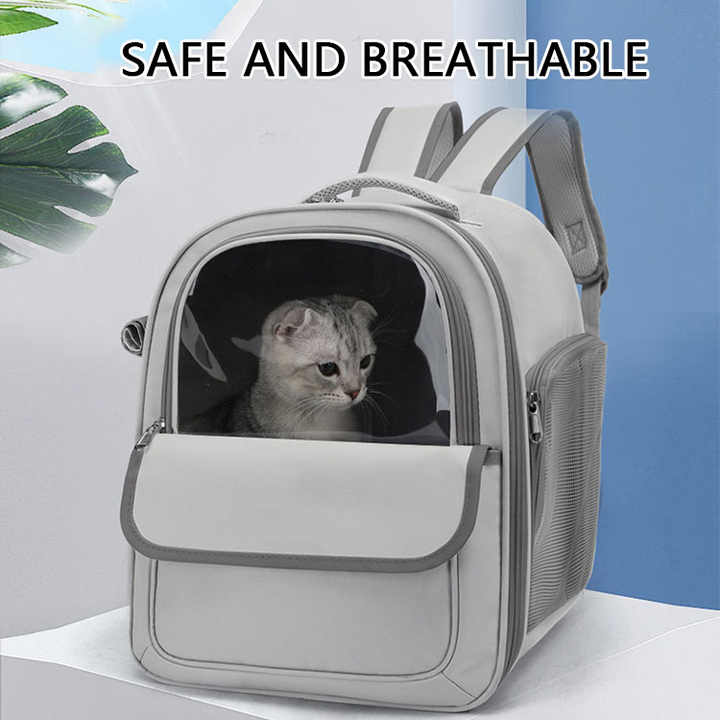 Beige And Black Spacious Pet Carrier Backpack with Clear Window - Comfortable Travel Bag for Cats & Small Dogs - view 4