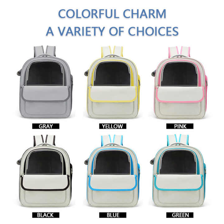 Beige And Green Spacious Pet Carrier Backpack with Clear Window - Comfortable Travel Bag for Cats & Small Dogs - view 2