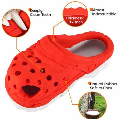 Size S Yellow Tough Slipper Dog Chew Toy - Natural Rubber Treat Dispenser & Teeth Cleaner for Interactive Play & Boredom Relief - view 3