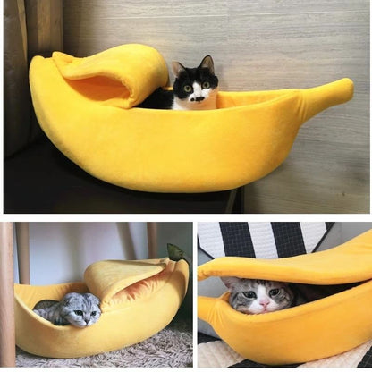 Pink Cozy Banana Peel Pet Bed - Plush & Warm Cave House for Cats & Small Dogs (Large) - view 4