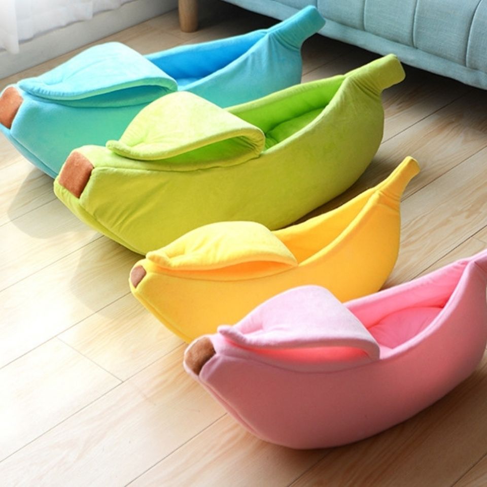 Beige Cozy Banana Peel Pet Bed - Plush & Warm Cave House for Cats & Small Dogs (Large) - view 2