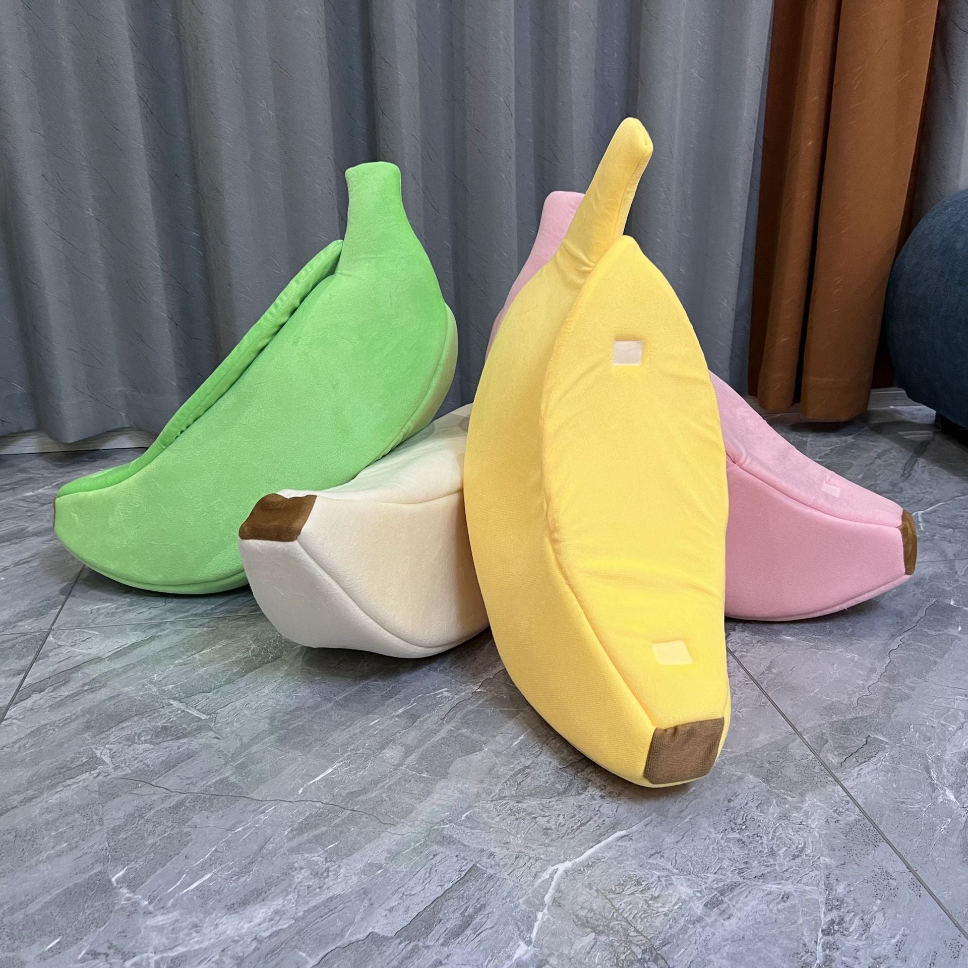 Green Cozy Banana Peel Pet Bed - Plush & Warm Cave House for Cats & Small Dogs (Medium) - view 3