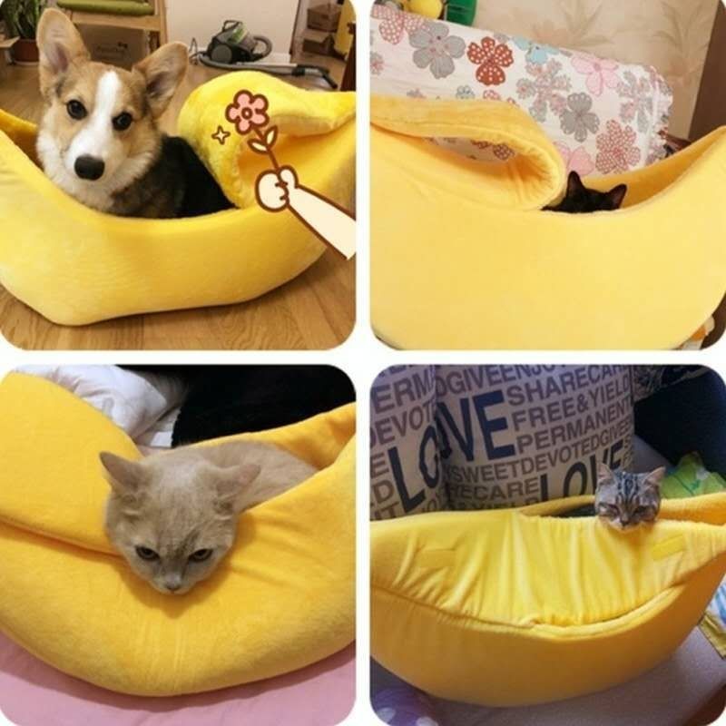 Green Cozy Banana Peel Pet Bed - Plush & Warm Cave House for Cats & Small Dogs (Medium) - view 5