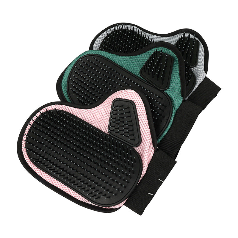 2 Pcs Pink And Black Pet Grooming Glove - Gentle Deshedding & Massage Mitt for Dogs & Cats, Efficient Fur Remover - view 2