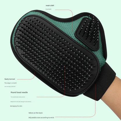 2 Pcs Green And Black Pet Grooming Glove - Gentle Deshedding & Massage Mitt for Dogs & Cats, Efficient Fur Remover - view 3