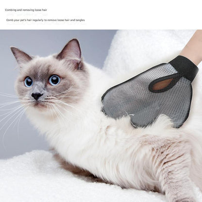 2 Pcs Grey And Black Pet Grooming Glove - Gentle Deshedding & Massage Mitt for Dogs & Cats, Efficient Fur Remover - view 4