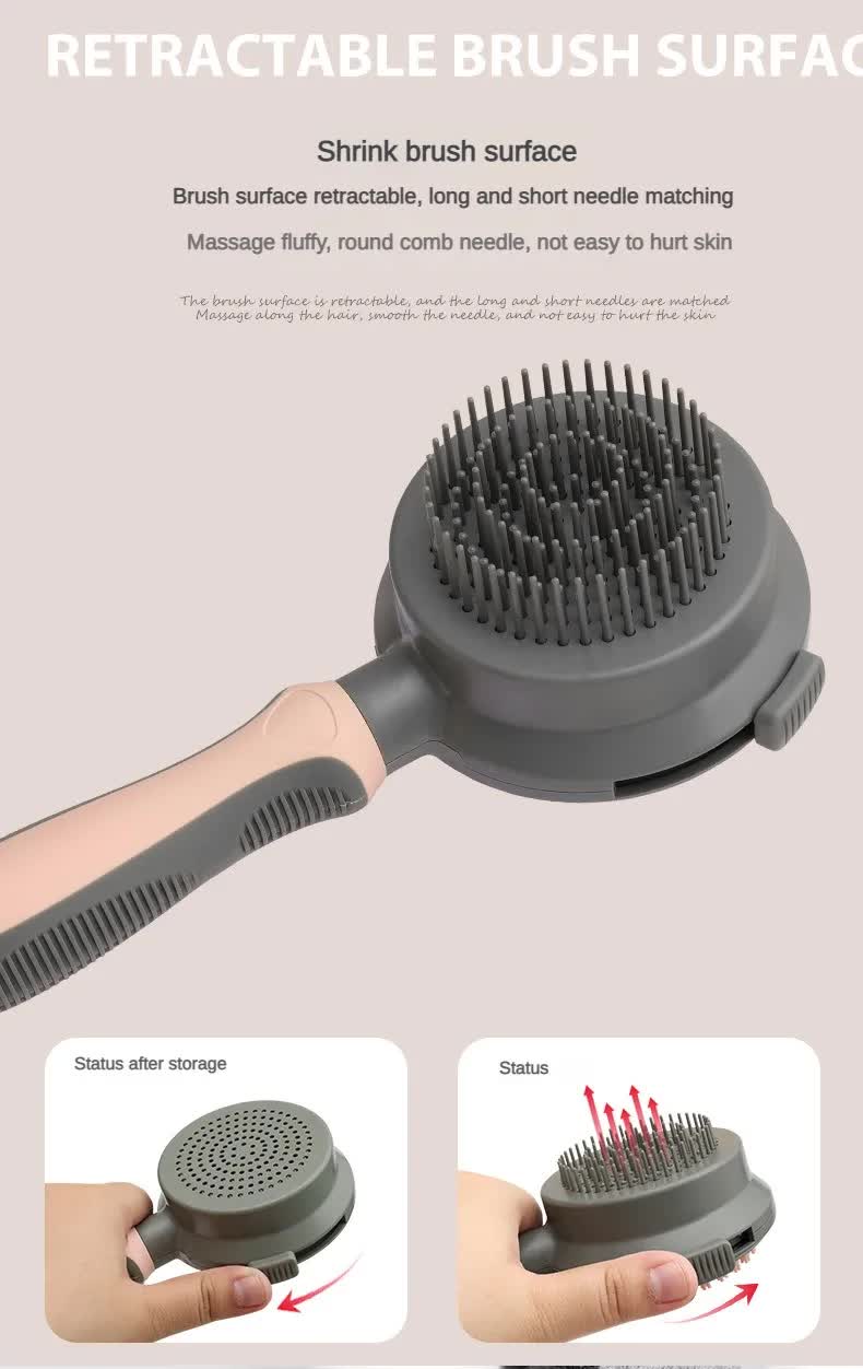 Green And Grey Dual-Sided Pet Grooming Brush - Self-Cleaning Slicker & Gentle Massage Bath Comb for Dogs & Cats - view 6