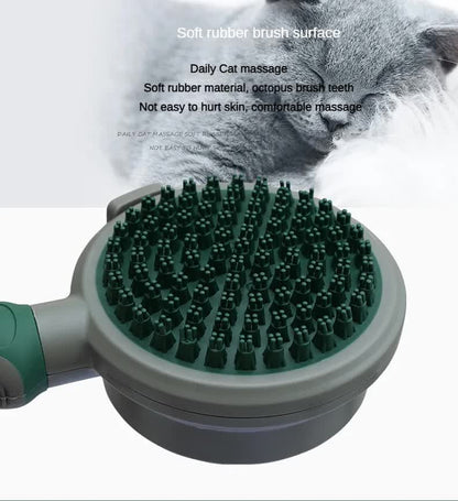 Green And Grey Dual-Sided Pet Grooming Brush - Self-Cleaning Slicker & Gentle Massage Bath Comb for Dogs & Cats - view 7