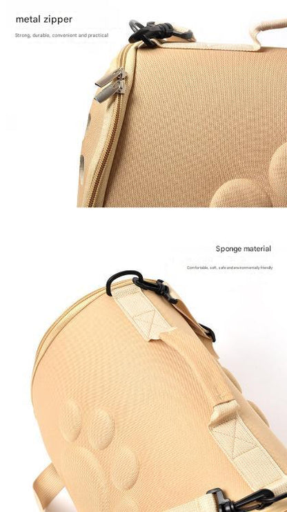 Khaki Stylish EVA Pet Carrier Bag - Lightweight Portable & Breathable Travel Crate for Small Dogs & Cats - view 4