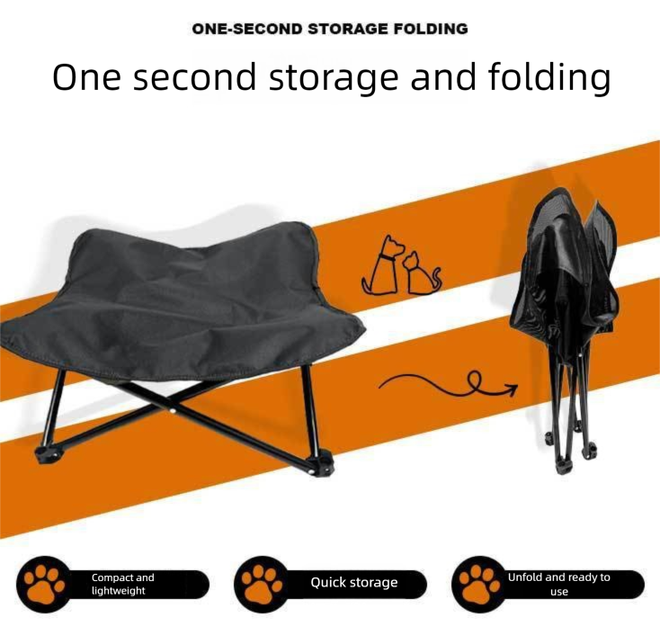 Black Elevated Comfort Pet Bed - Portable & Foldable Dog Cat Cot - Durable 600D Oxford Fabric, Washable Cover, All Seasons - view 5