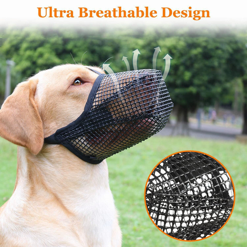 2 Pcs Size L Grey Breathable Mesh Dog Muzzle - Anti-Barking, Biting & Chewing - Adjustable & Comfortable Nylon Muzzle for Dogs - view 3