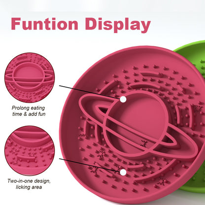 Dark Red Silicone Planet Slow Feeder Dog Bowl - 2-in-1 Anti-Choke Lick Mat for Healthy Eating & Fun - view 4