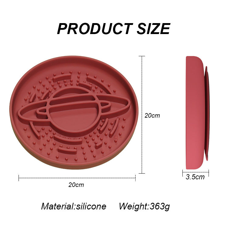 Dark Blue Silicone Planet Slow Feeder Dog Bowl - 2-in-1 Anti-Choke Lick Mat for Healthy Eating & Fun - view 3