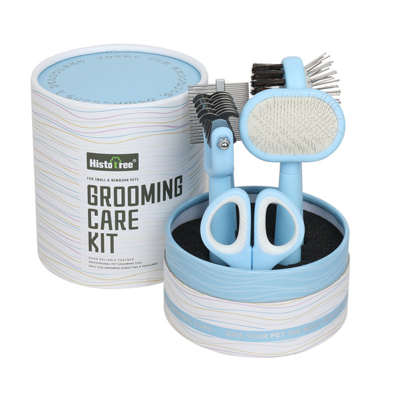 Blue Complete 5-in-1 Pet Grooming Care Kit - Professional Deshedding Brushes, Combs & Nail Clippers Set for Dogs & Cats