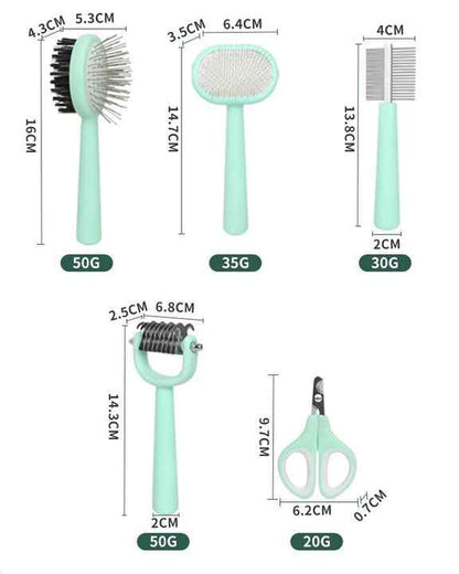 Blue Complete 5-in-1 Pet Grooming Care Kit - Professional Deshedding Brushes, Combs & Nail Clippers Set for Dogs & Cats - view 3