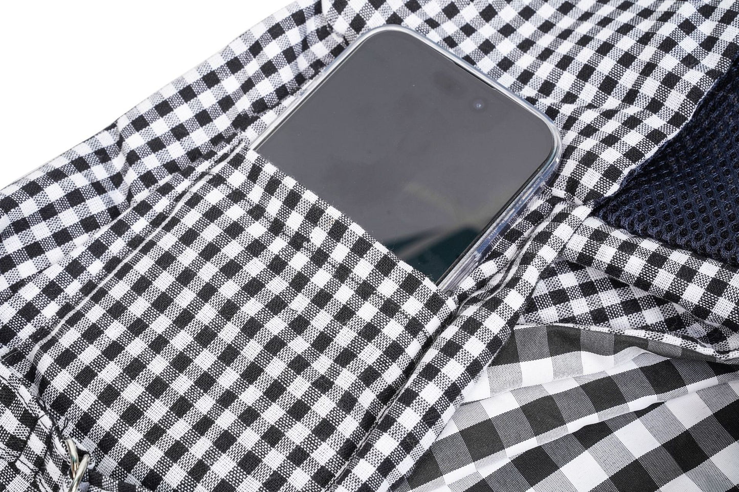 Black and White Checkered Comfortable Pet Sling Carrier for Small Dogs & Cats - Breathable Cotton Checkered Bag, Hands-Free, Safety Features - view 4