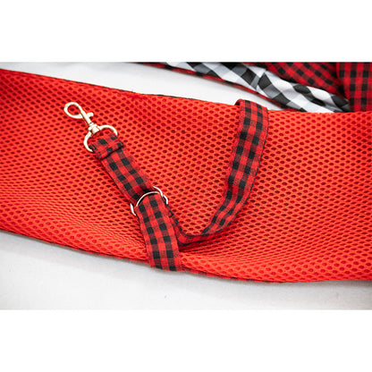 Black and Red Checkered Comfortable Pet Sling Carrier for Small Dogs & Cats - Breathable Cotton Checkered Bag, Hands-Free, Safety Features - view 5