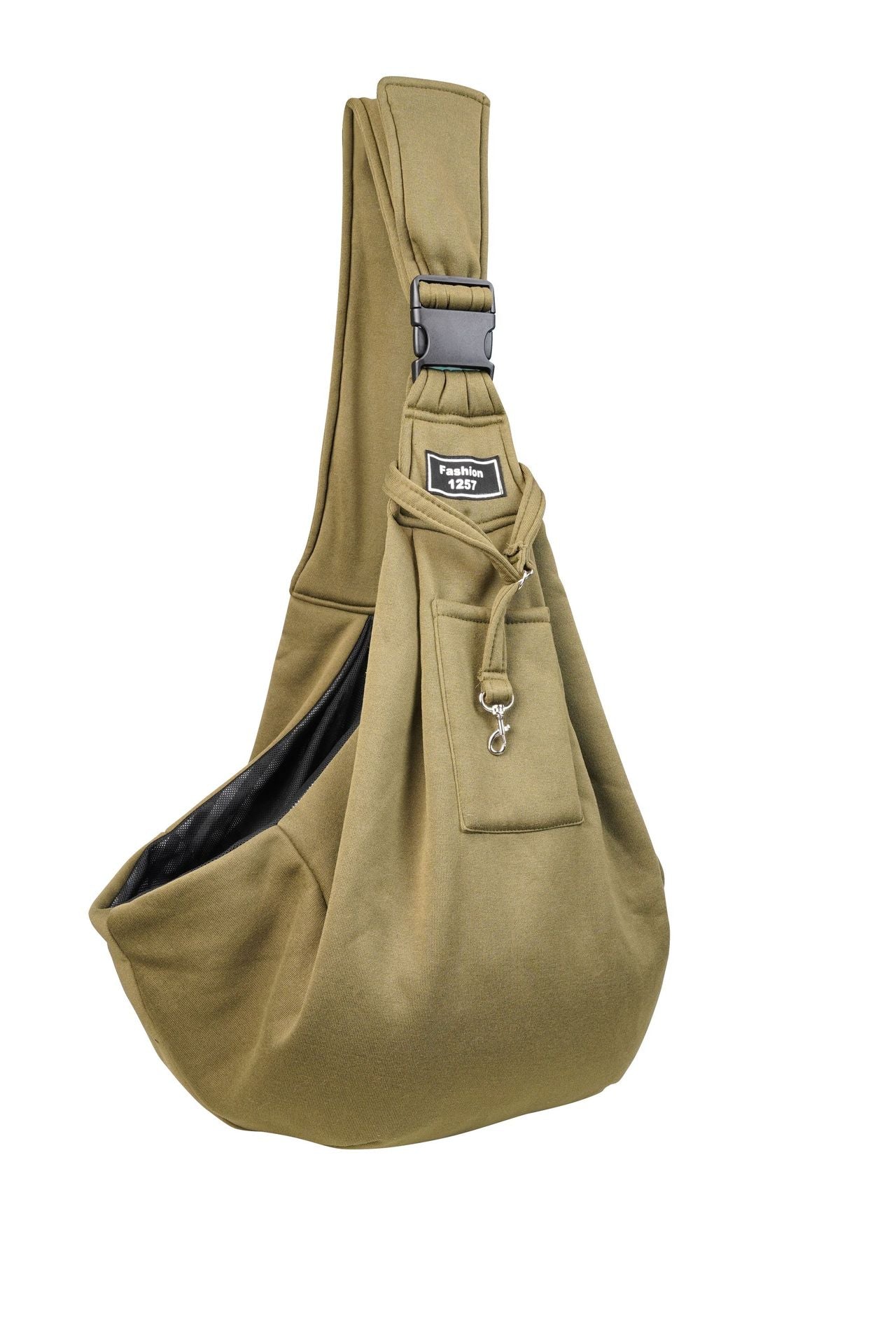 Green Breathable Pet Sling Carrier for Small Dogs & Cats - Adjustable Hands-Free Travel Pouch with Safety Leash & Pocket - view 3