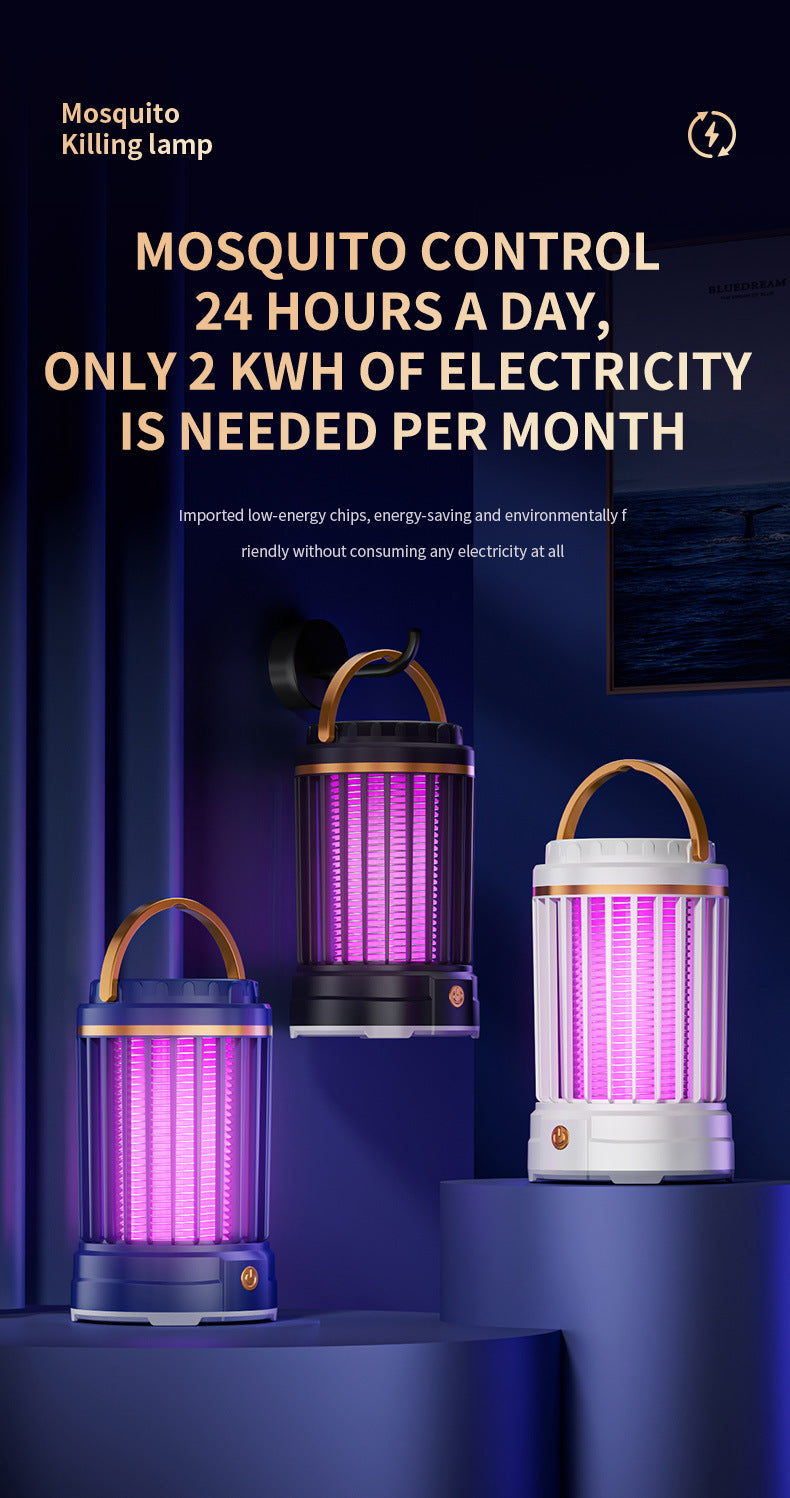 White Portable 3-in-1 Electric Mosquito Zapper Lamp - UV Bug Killer, Warm Night Light & Bright Lantern, USB Plug-in use - view 8