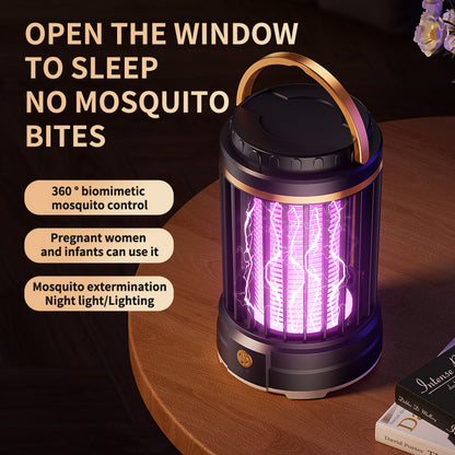 USB Rechargeable Dark Blue Portable 3-in-1 Electric Mosquito Zapper Lamp - UV Bug Killer, Warm Night Light & Bright Lantern - view 2