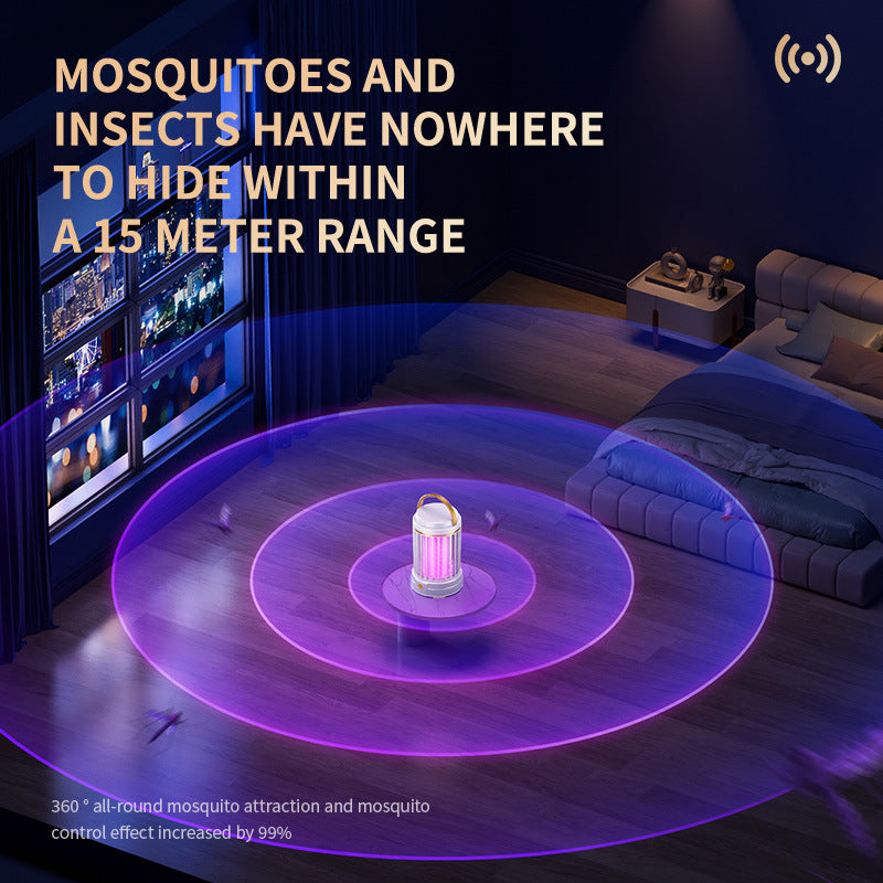 USB Rechargeable Dark Blue Portable 3-in-1 Electric Mosquito Zapper Lamp - UV Bug Killer, Warm Night Light & Bright Lantern - view 5