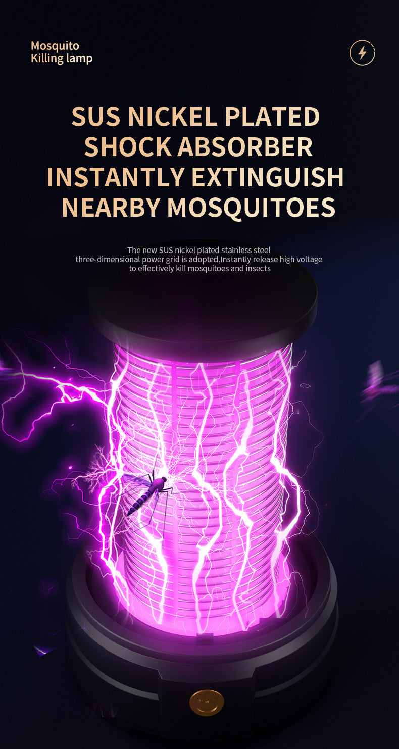 USB Rechargeable White Portable 3-in-1 Electric Mosquito Zapper Lamp - UV Bug Killer, Warm Night Light & Bright Lantern - view 6