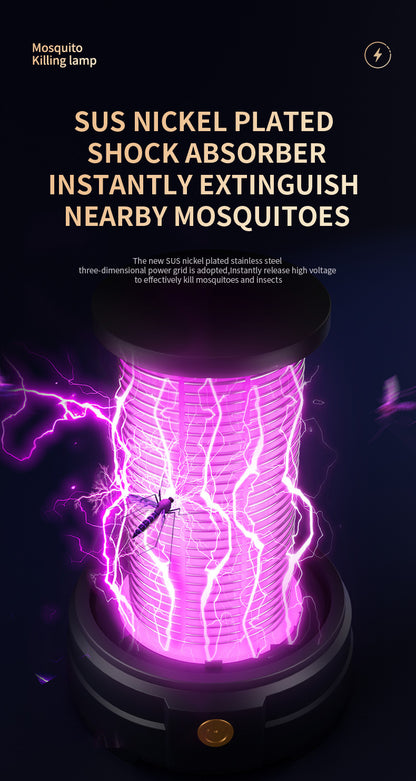 USB Rechargeable White Portable 3-in-1 Electric Mosquito Zapper Lamp - UV Bug Killer, Warm Night Light & Bright Lantern - view 6