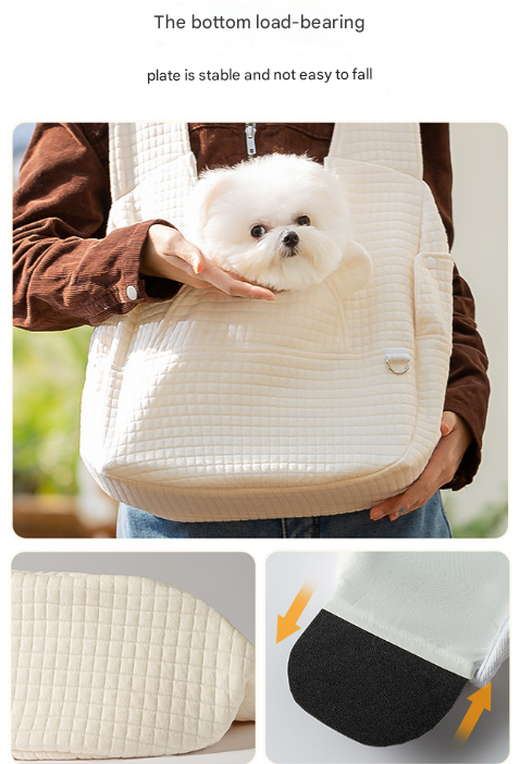 Beige Soft Quilted Pet Carrier Backpack - Front Pack for Small Dogs & Cats (Up to 6kg) | Secure X-Straps, Breathable Design - view 5