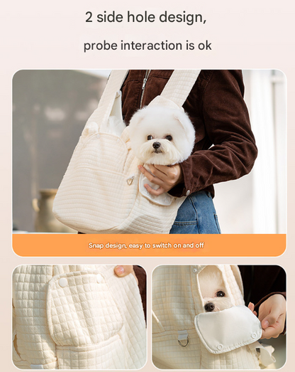 Grey Soft Quilted Pet Carrier Backpack - Front Pack for Small Dogs & Cats (Up to 6kg) | Secure X-Straps, Breathable Design - view 4