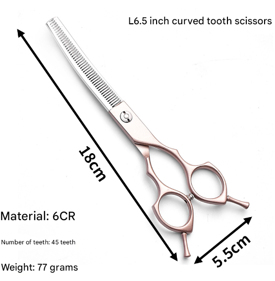 Rose Gold and Silver Professional 6.5 Inch Pet Grooming Thinning Shears - 45-Tooth Stainless Steel Texturizing Scissors for Dogs & Cats - view 2