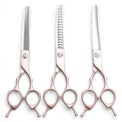 Rose Gold and Silver Professional 6.5 Inch Pet Grooming Thinning Shears - 45-Tooth Stainless Steel Texturizing Scissors for Dogs & Cats - view 3