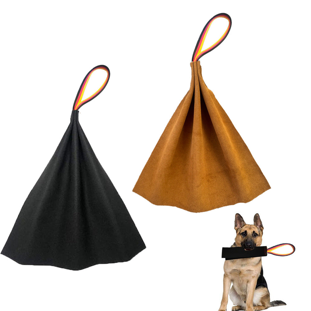Brown Premium Full-Grain Leather Dog Training Tug - Interactive Bite Rag with Strong Loop Handle for Play & Drive Building - view 2