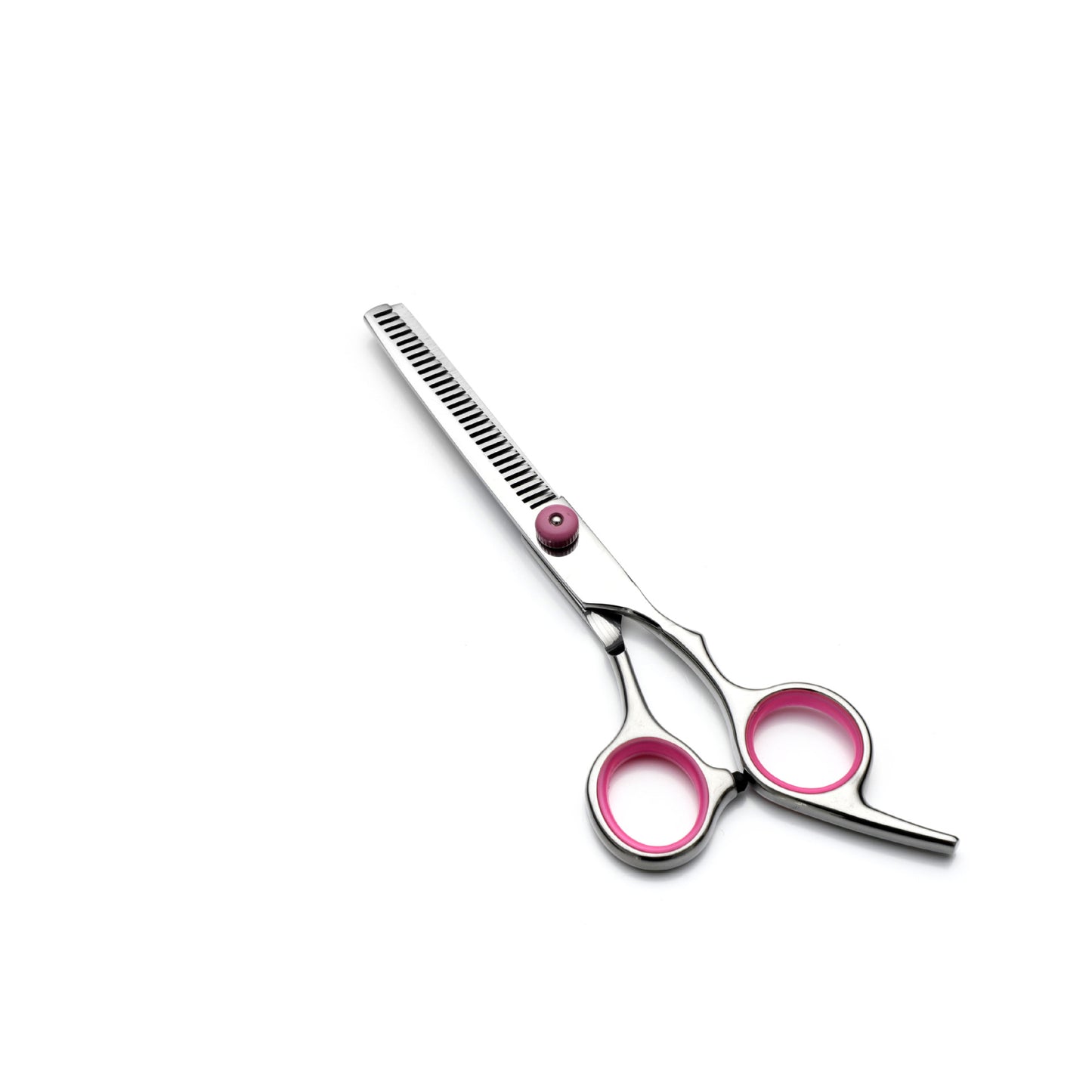 Pink and Silver Complete 5-Piece Pet Grooming Scissors Kit - Stainless Steel Straight, Curved & Thinning Shears with Comb & PU Case (6.0 Inch) - view 5