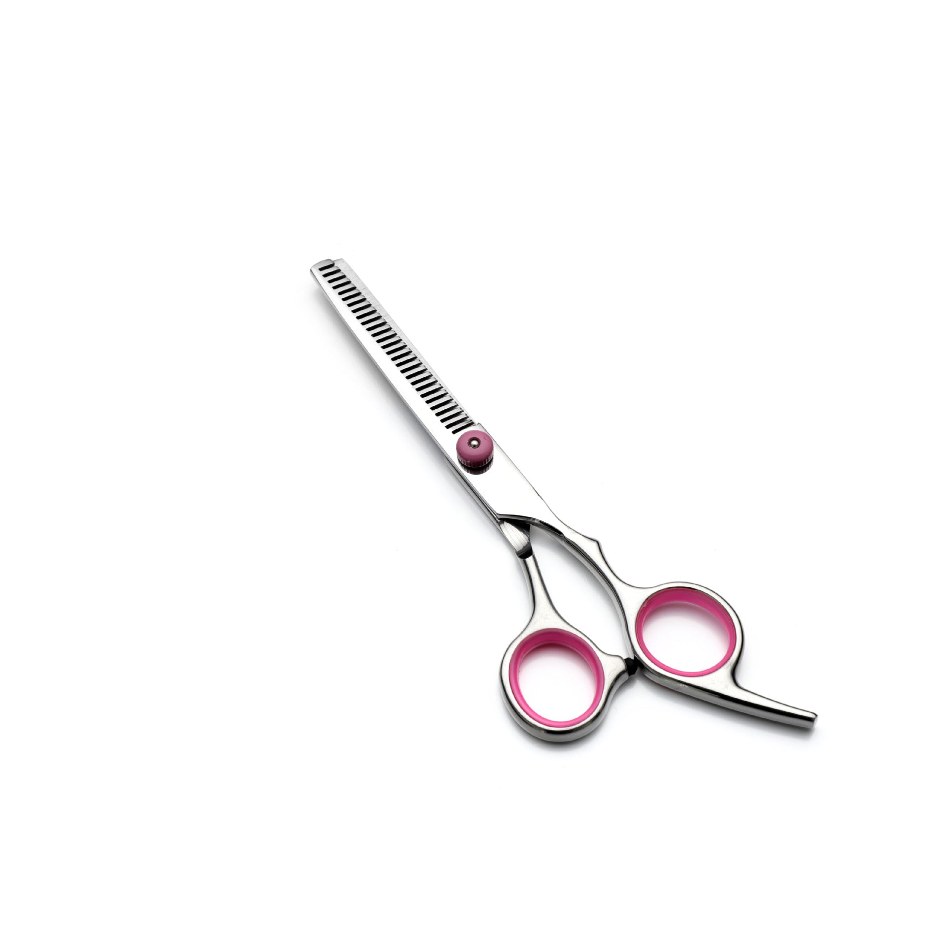 Pink and Silver Complete 5-Piece Pet Grooming Scissors Kit - Stainless Steel Straight, Curved & Thinning Shears with Comb & PU Case (6.0 Inch) - view 5