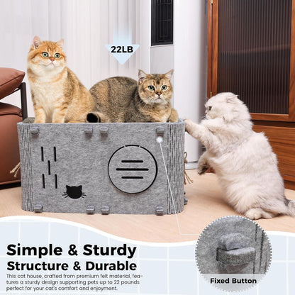 Felt Cat House - Detachable Foldable Breathable Pet Bed for Cats and Small Dogs, 45x35x35cm - view 3