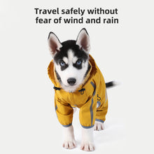 S Bright Yellow And Gray Trim Waterproof Four-Legged Dog Raincoat with Leash Hole for Small Breeds - view 2