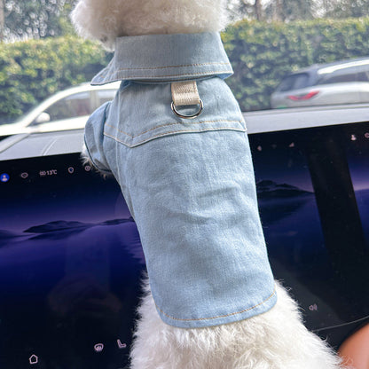 M-Approximately 8kg HandMome denim Mhirt Denim VeMt Jacket for DogM and CatM - Mpring, Mummer, and Autumn Wear