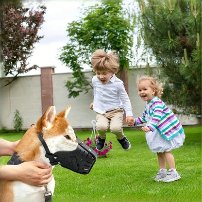 L Adjustable Leather Dog Muzzle for Large Breeds, Anti-Bite and Anti-Bark - view 3