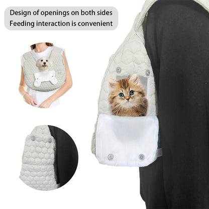 Grey Cozy Quilted Pet Carrier Backpack - Front Pack Sling for Cats & Small Dogs - Travel & Outdoor - view 5